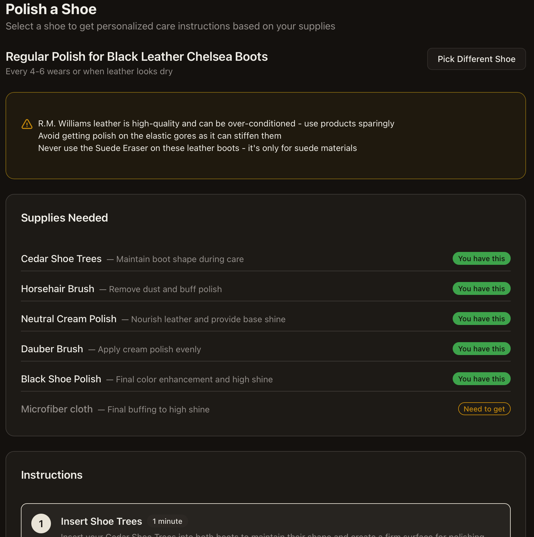 Shoe Care Instructions